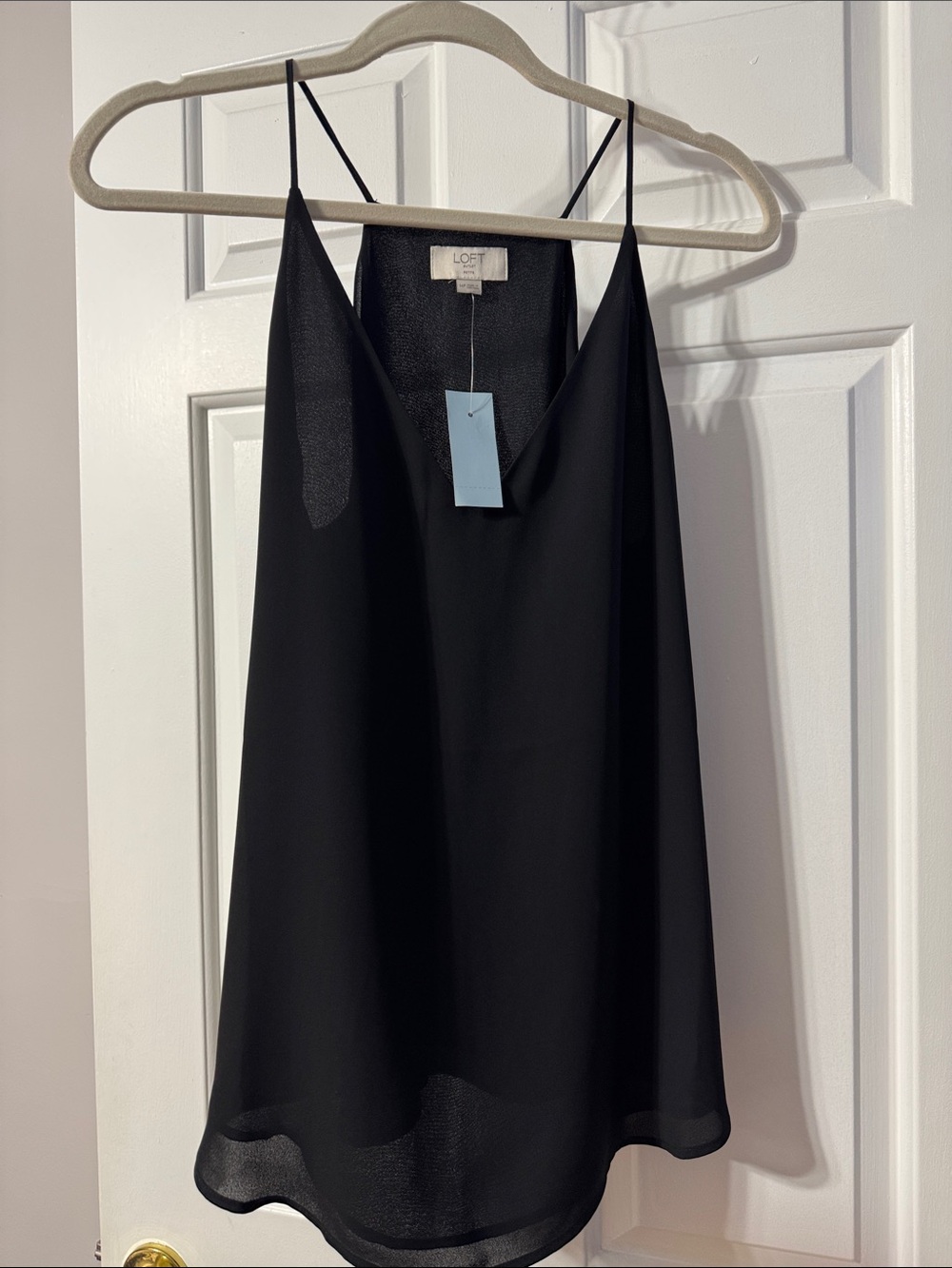 LOFT Black Satin V-Neck Cami